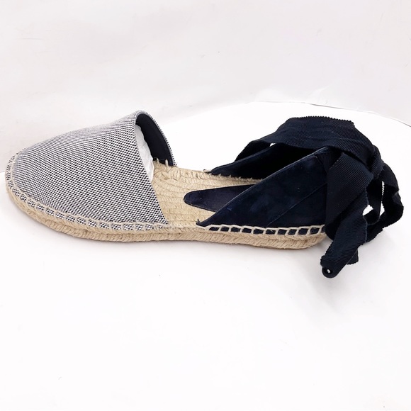 {Vince} Canvas & Suede Espadrilles Ankle Tie Navy - Picture 14 of 16